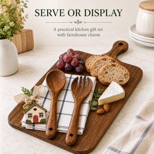 Housewarming Gift Wooden Cutting Board Set with Utensils and Napkin - Image 7