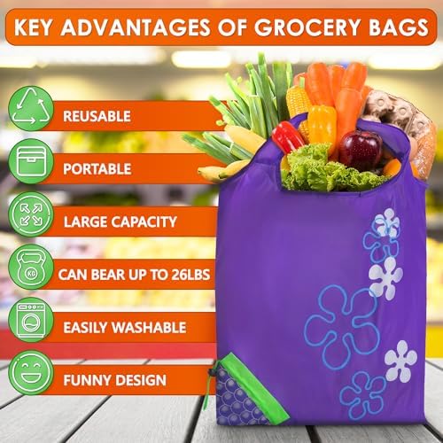 5 Pcs Reusable Grocery Fruit Bags, 15"x15", Washable Tote Bag (5 Colors) - Image 6