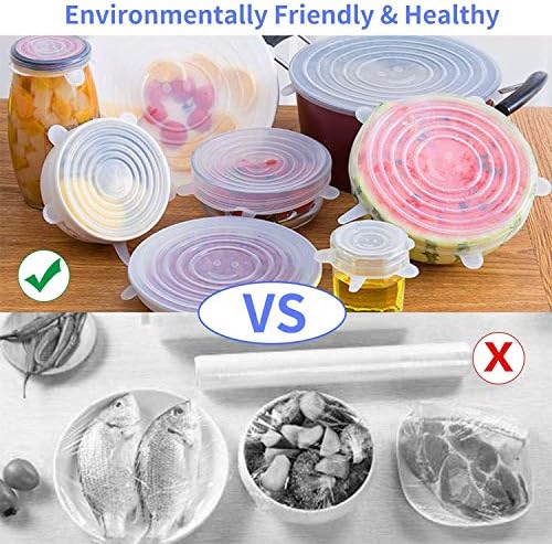 Silicone Stretch Lids, 18 Pack Reusable Silicone Lids, Silicone Bowl Covers, 6 Sizes Silicone Covers Apply to Food Container, for Freezer & Microwave - Image 6