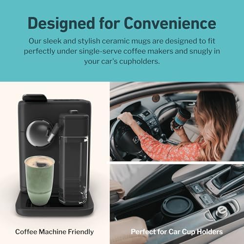 NOVA CERAMICS Travel Mug – Travel Coffee Tumbler – On the Go Coffee Mug – Microwave & Dishwasher Safe Green CoffeeTumbler - Gifts for Women Men Him Her – 12oz – Emerald - Image 6