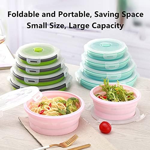 Collapsible Bowls with Lids, Space Saving Silicone Food Storage Containers for Travel Essentials, Camper Must Haves Rv Camping Accessories for Trailers inside, Salad Container for Lunch Green - Image 6