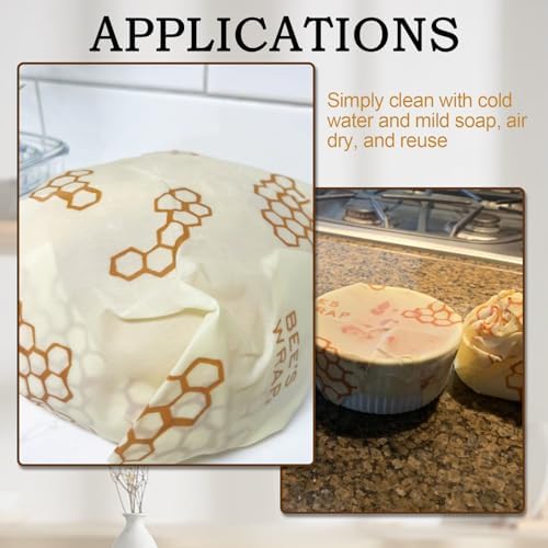 Reusable Beeswax Wrap 3 Pack (S, M, L) Beeswax Wraps for Food - Organic - Image 7