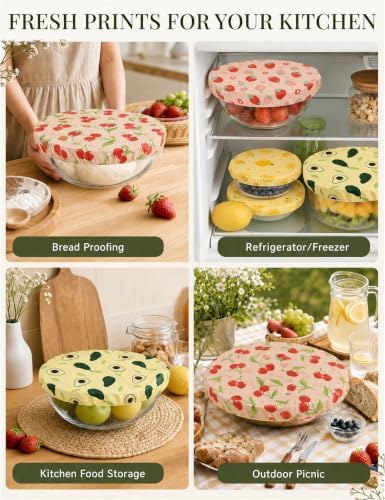 4-Size Beeswax Bowl Covers Reusable for Bread Proofing, 8"/10"/12"/14" - Image 7