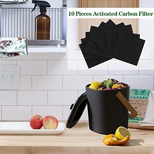 10 Pack Square Compost Bin Filters Spare Activated Carbon Filter Sheets for Indoor Kitchen Compost Bucket Countertop and Recycle Bin (5 Inches) - Image 7