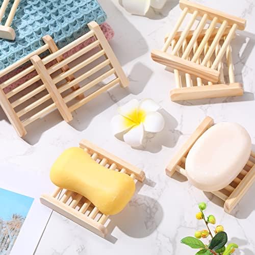 Amyhill 100 Pcs Bamboo Soap Dish Bulk Soap Holder Draining,Wooden Color - Image 6