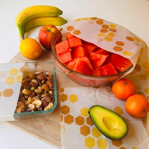 Truebee Reusable Beeswax Food Wraps 3-Pack – Non Toxic, Plastic Free, Silicone Free, Sustainable, Environmentally Friendly, Organic Cotton Beeswax Wraps (S, M, L), Signature Design - Image 6