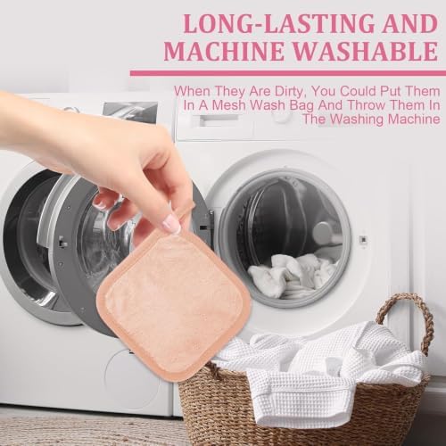Puomue Makeup Remover Cloth 12 Pack, Ultra Soft and Reusable Microfiber Makeup Remover Towels for All Skin Types, Perfect Face Towels for Women, 6 Inch x 6 Inch, Pink - Image 7