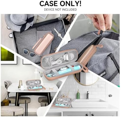 Travel Case for Oral-B/Oral-B Pro/Phlips Sonicare Electric Toothbrush with 2pcs Toothbrush Heads Cover Cap, Portable Hard Protective Storage Bag with Accessories Storage (Gold) - Image 7