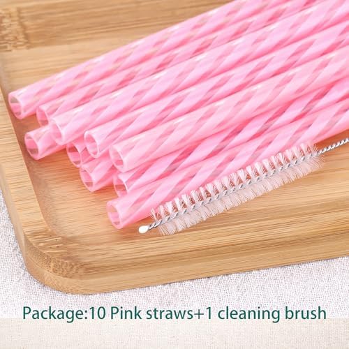 Dakoufish Replacement Straws for StanleylOwalalHydro Jug 40oz 30oz Tumbler,10 Pack 12 Inch Pink Reusable Straws With Cleaning Brush For Stanley Simple Modern Cup,Dishwasher Safe. - Image 6