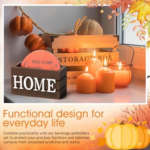 Queekay House Warming Gifts New Home Farmhouse Coasters Set of 6, Autumn - Image 6