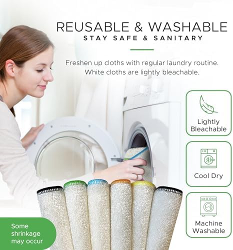 Whiffkitch Dishcloths Kitchen Dishrag Cleaning Scrub Reusable 6pk 9x9in - Image 6