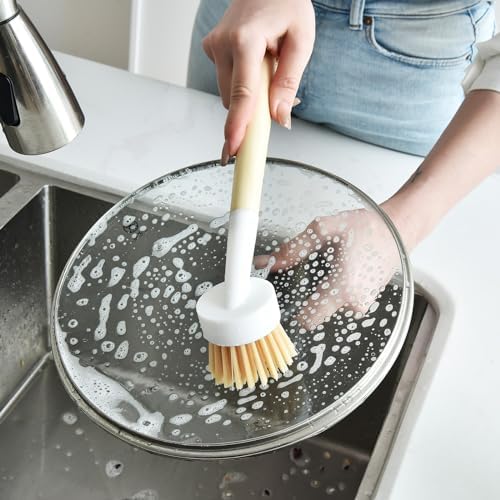 ALINK Dish Brush with Handle and 3 Replacement Heads, Pot and Pan Cleaning Scrub Brush for Kitchen, Sink, Stove, Cast Iron Scrubber - Image 6