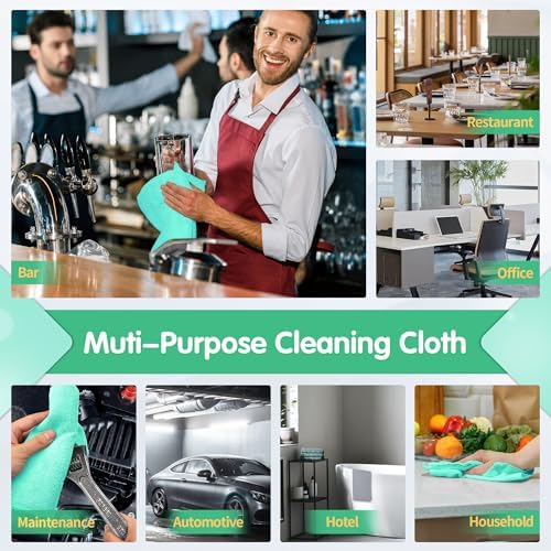FIXSMITH Turquoise Microfiber Cleaning Cloth -Pack of 12, Highly Absorbent Cleaning Rags, 16"X12" All Purpose Cleaning Towels for Housekeeping, Kitchen, Car, Lint Free and Reusable Microfiber Towels - Image 6