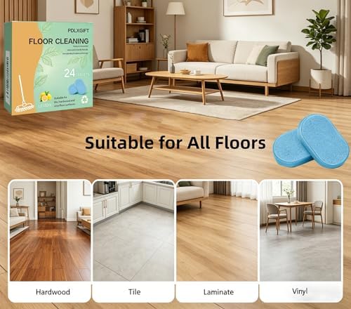 Floor Cleaner Tablets, 24pcs Multi-Surface Floor Cleaner Solution | Pet Safe, No Residue, No Streaks,Robot Mop Safe Quick Dissolve Floor Cleaning Tablets for Wood Tile Laminate - Image 7