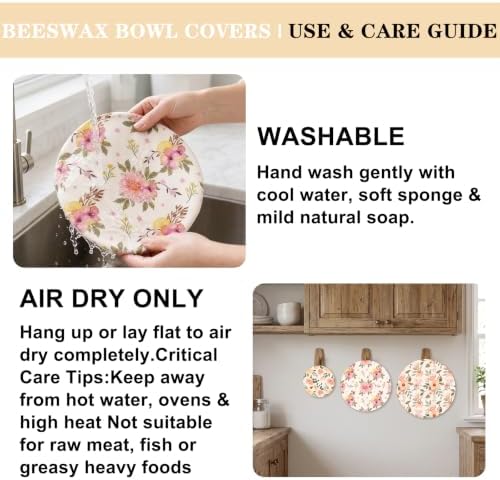 Sitsink Beeswax Bowl Covers Floral Reusable Food Wrap 5 Pack - Image 6