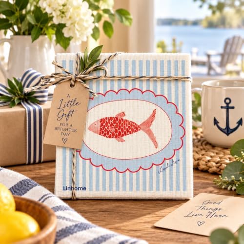 Fishing Collection Swedish Dishcloth, Reusable Paper Towel Alternative, Ultra-Absorbent Cellulose/Cotton, Washable & Compostable, 1 Pack - Image 7