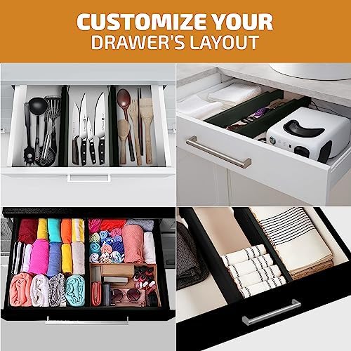4-Pack Drawer Dividers 2.6-Inch High Dresser Organizer 16 to 22 Inch, Black - Image 6