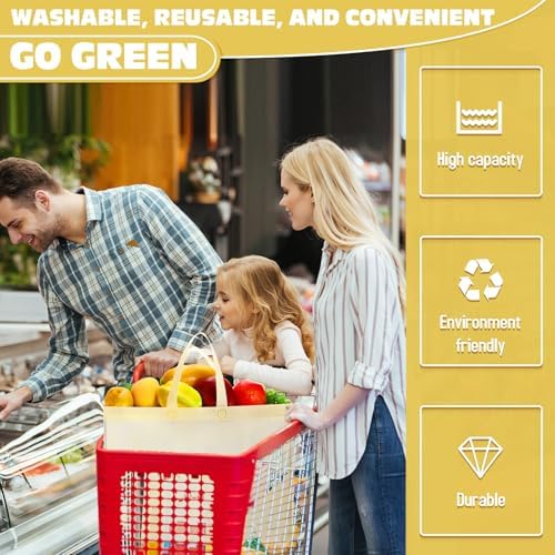 Windyun Reusable Grocery Bags Large Non Woven Shopping Bags with Handles Foldable Portable Tote, 16x6x12 Inch - Image 6