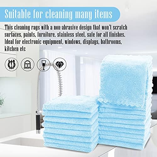 Sunny zzzZZ 24 Pack Kitchen Dishcloths - Does Not Shed Fluff - Reusable Dish Towels, Dish Cloths, Super Absorbent Coral Fleece Cleaning Cloths, Washable Fast Drying, 10 x 10 Inch (Aquamarine) - Image 7