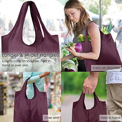 BeeGreen Burgundy Reusable Grocery Bags Wine Red Reusable Kitchen Bags Bulk Foldable-Machine Washable with Zipper Storage Pouch 50 Packs - Image 7