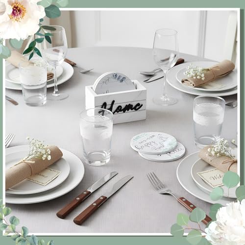 Queekay House Warming Gifts New Home Farmhouse Coasters Set of 6, Sage - Image 6