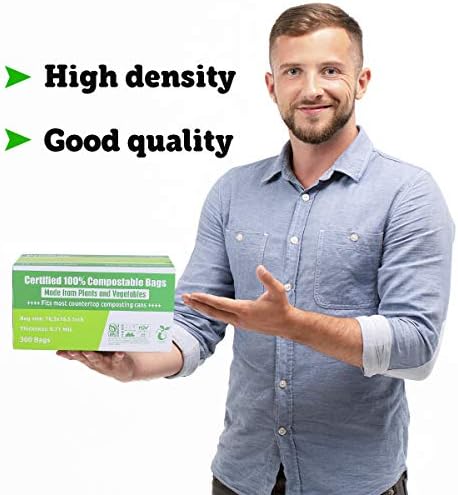 Compost Bags, Compostable Trash Bags 2.6 Gallon Compostable Bags Small 300 Count Compost Bags for Countertop bin Extra Thick 0.71 Mil. ASTM D6400 Certified By BPI and TÜV AUSTRIA 2.6 Gallon, 300 Units - Image 7