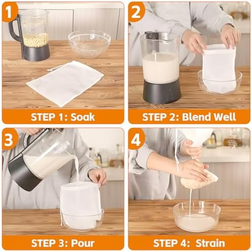 3 PCS Cheese Cloth Bag for Straining, 12 x 12 Inch Reusable Nut Milk Bag, Cheesecloth Bags for Straining, Fine Mesh Strainer Bags for Nut Milk, Juice, Coffee & Cheese Making - Image 6