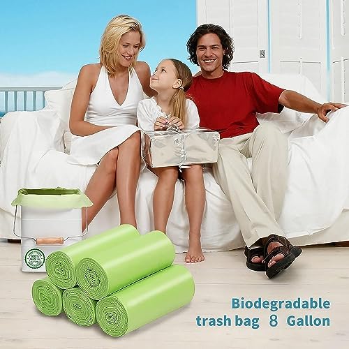 Biodegradable Trash Bags 8 Gallon, 100 Count Small Compost Bags, Compostable Strong Bathroom Garbage Bags with Tear & Leak Resistant, Recycling Eco-Friendly Trash Can Plastic Liner - Image 6