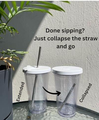 Reusable Iced Coffee Cup 16 Oz, Leakproof Iced Coffee Tumbler, Clear Plastic Tumbler with Lid and Straw, Double Wall Insulated, BPA-Free, No Sweat, for Hot and Cold Drinks - Image 6
