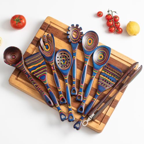Gudamaye Pakkawood 9-Piece Rainbow Heart Wooden Utensils Set,Wooden Spoons with Soup Spoon and Wooden Tongs, Wooden Utensils for Cooking,Wooden Kitchen Tool, Home & Kitchen Gifts for Men and Women - Image 7
