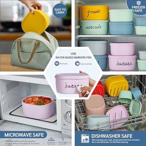ISSEVE 12Pcs/Set Nesting Silicone Food Storage Containers with Lids, Purple - Image 6