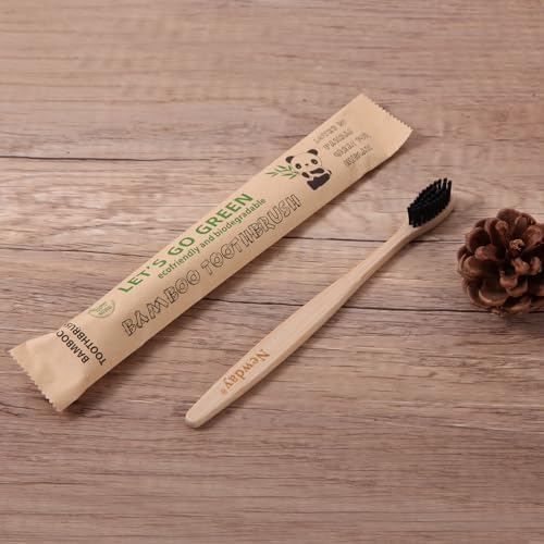 Newday 100 Pack Bamboo Toothbrushes Bulk, Individually Wrapped, BPA Free Soft Bristles Toothbrush, Recycled Packaging, Biodegradable ECO Friendly Toothbrushes for Home Hotel Travel (Black) - Image 7