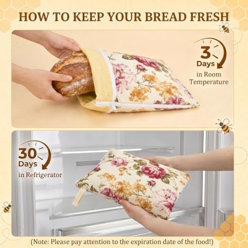 2 Pack XL Beeswax Bread Bags with Bowl Cover & Cleaning Sponge Set - Image 7