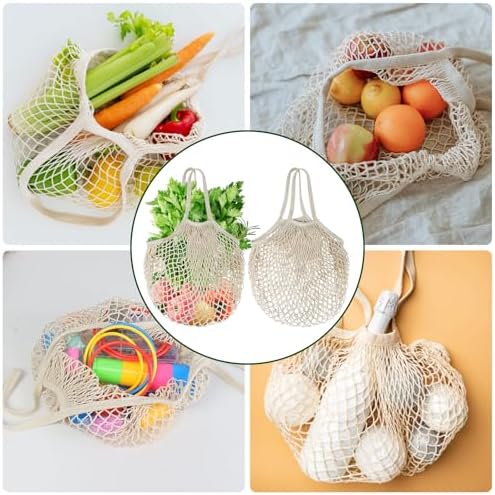 2-Pack Reusable Mesh Grocery Bags, 100% Cotton String, Long Handle Produce Bags, Fruit & Veggie Storage - Image 6