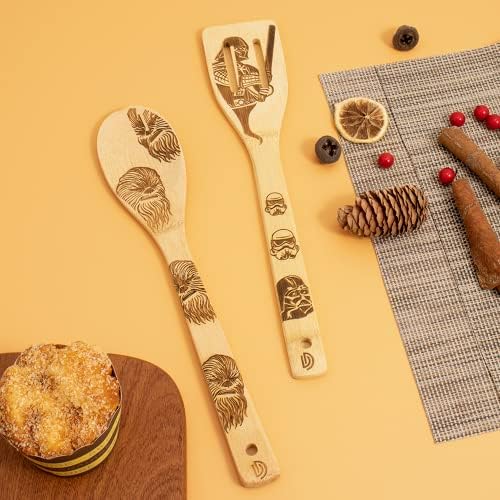 5 PCS Star War Burned Wooden Spoons Cooking Organic Spoons Turners Carved Spatulas Non-Stick for Cookware Kitchen Gadgets - Premium Quality Gifts for Housewarming and Wedding - Image 6