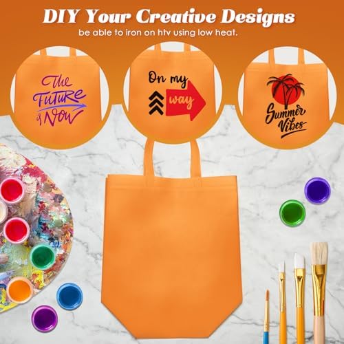 Reginary 100 PCS Non Woven Tote Bags Bulk,Orange - Image 7