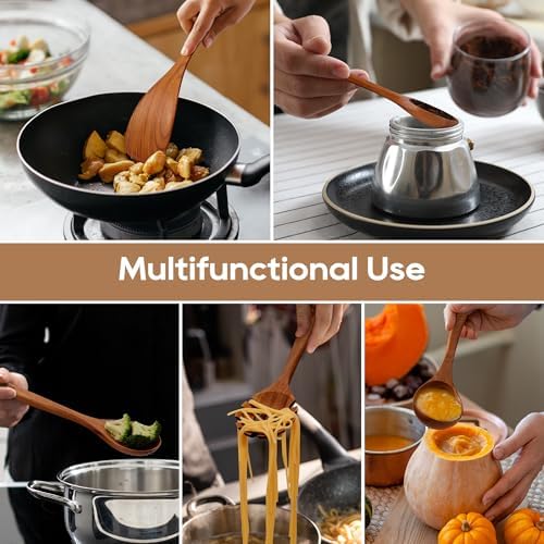 KLYRO 13 Pcs Wooden Cooking Utensil Set with Gift Box – Natural Wooden Spoons for Cooking & Serving, Nonstick Friendly, Perfect Housewarming & Holiday Gift - Image 7