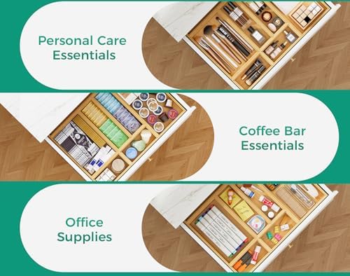 Small Bamboo Kitchen Drawer Organizer Boxes 6" x 3" Stackable Wood Tray - Image 6