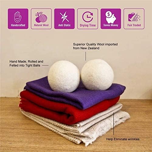 NATURAL THINGS Alpaca Wool Dryer Balls, Fabric Softener Balls, Anti Static, Reduce Energy Cost & Drying Time, Pack of 6 Made from All-Natural New Zealand Wool, Reusable, 100% Organic (XXXL) - Image 5