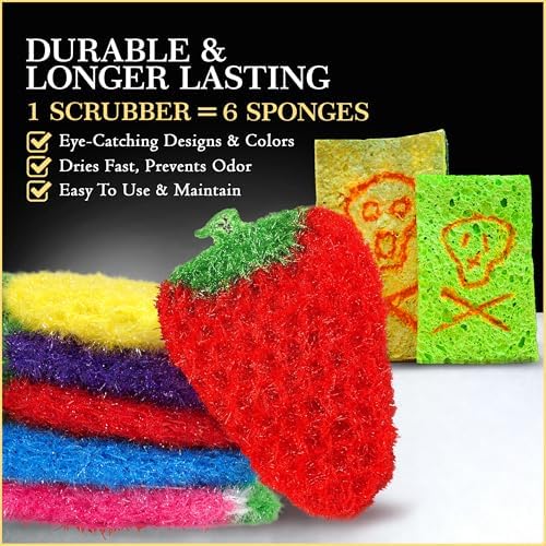 Dish Scrubbie Non-Scratch Dish Scrubber-Long Lasting & Odorless, Safe on Non-Stick, Cast Iron, Glass and Other Surfaces, Reusable Kitchen Sponge Alternative for Kitchen, Bathroom & Floors (Pack of 5) - Image 6