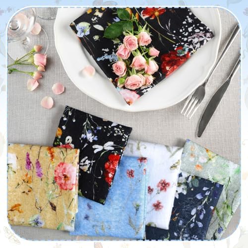 60 Pack Reusable Kitchen Cloths Cotton Towels, Rich Flowers - Image 6