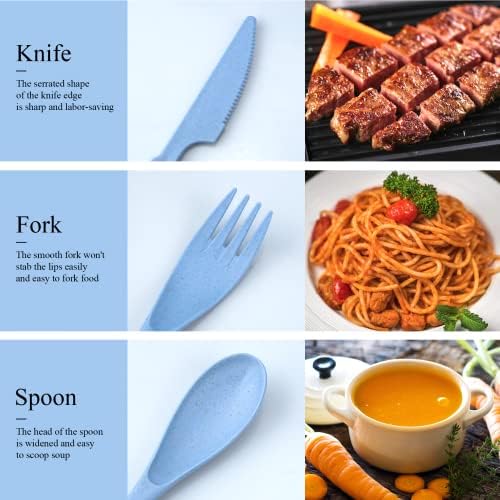 DISSKNIC 4 Sets Portable Utensils Set with Case, Travel Utensils Fork and Spoon Set for Lunch Box Accessories, Reusable Lunch Utensils Set for Work, Travel Accessories Camping Utensil Set and Home Use - Image 6