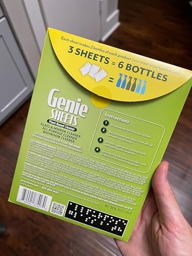 Genie Sheets All Purpose, Glass and Bathroom Cleaners Combo Pack | Concentrate Makes 6 24oz Refills with Spray Bottles | Just Add Water | Eco-Friendly Plant-Based | 6 Sheets - Image 7