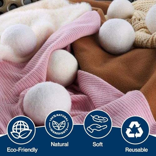 Premium XL Wool Dryer Balls 6-Pack | 100% Organic New Zealand Wool, Handcrafted, Reusable for 1,000+ Loads | Eco-Friendly Fabric Softener, Wrinkle & Static Reduction, Faster Drying - Image 5