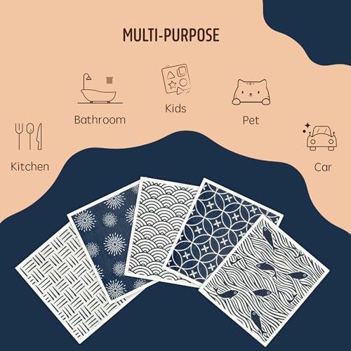 Swedish Dishcloths, 5 Pack Swedish Dishcloths for Kitchen, Super Absorbent, Biodegradable, Quick Drying, Dishwasher Safe - Image 7