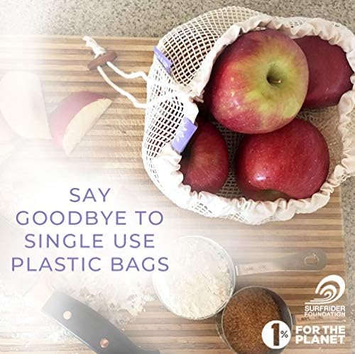 Lotus Reusable Produce Bags - Organic Cotton Washable Produce Mesh Bag for Vegetable Storage, Eco Friendly Reusable Produce Storage Fruit Bag Mesh for Groceries (3 Size Cloth Bags) - Image 6