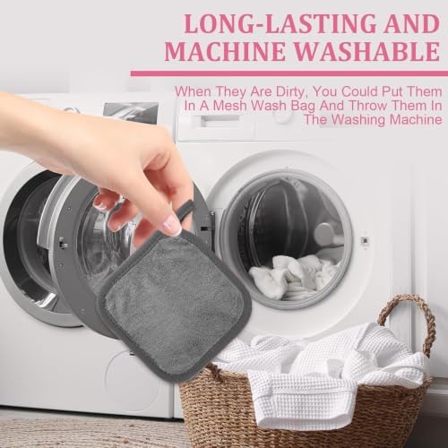 Puomue Makeup Remover Cloth 12 Pack, Ultra Soft and Reusable Microfiber Makeup Remover Towels for All Skin Types, Perfect Face Towels for Women, 6 Inch x 6 Inch, Multicolor - Image 7