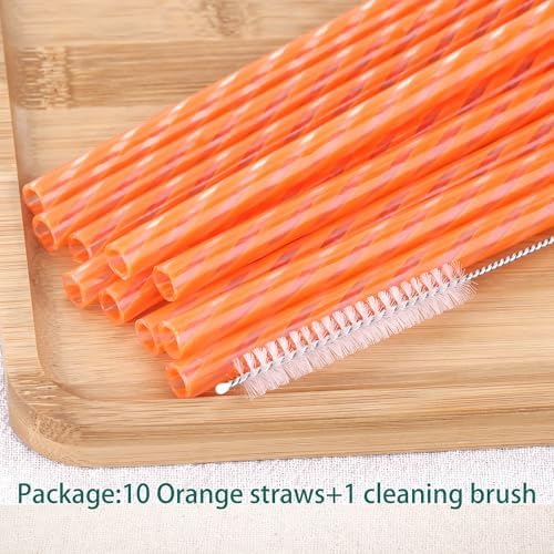 Dakoufish Replacement Straws for StanleylOwalalHydro Jug 40oz 30oz Tumbler,10 Pack 12 Inch Orange Reusable Straws With Cleaning Brush For Stanley Simple Modern Cup,Dishwasher Safe. - Image 6