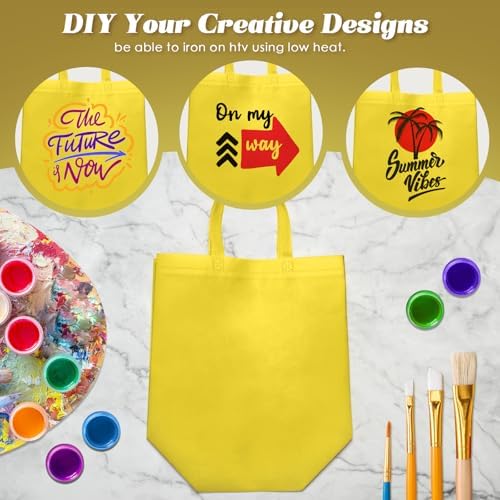 Reginary 100 PCS Non Woven Tote Bags Bulk,Yellow - Image 7