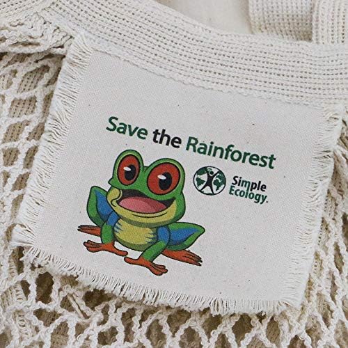 "Save the Rainforest" Simple Ecology Organic Cotton Reusable Tree Frog Gift & Starter Set (string produce saver bags, food storage, bulk bin, with tare weight tag and drawstring, waste free) - Image 3